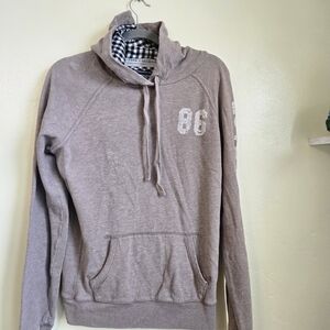 PINK Victoria's Secret Taupe Hoodie with Checkered Lining